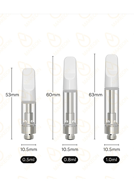 Empty E-Cigarette Atomizer 510 Cartridges 0.5/0.8/1.0ml OEM Ceramic Mouthpiece Glass Tank