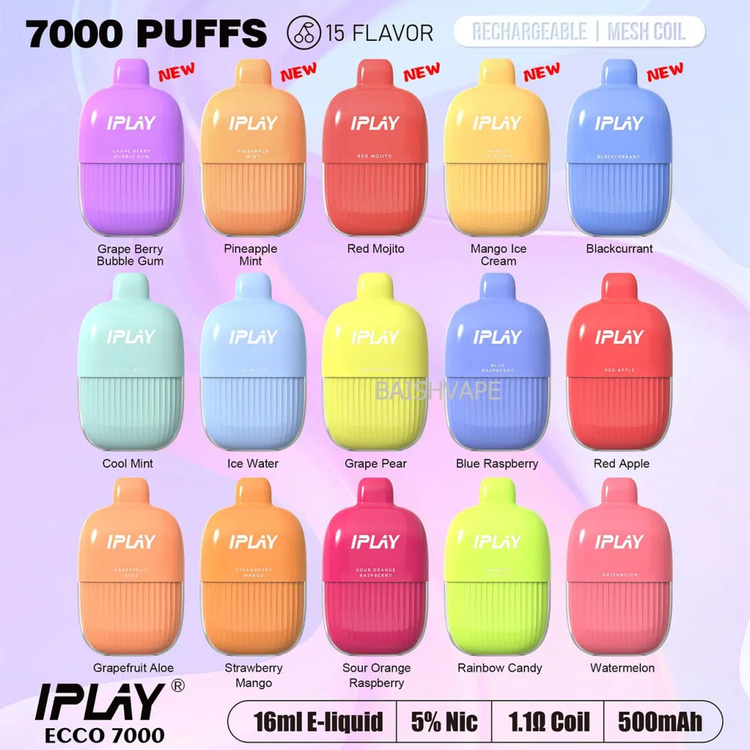 Zbood Private label RGB Hello Cartoon Ske Hyperbar Pod Iplay Ecco 7000 Puff Disposable Vape