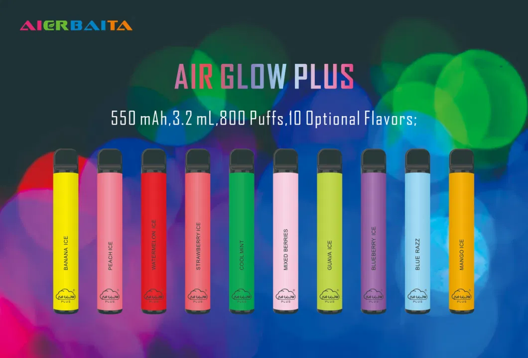 Best Quality Electronic Cigarette Zero Nic 800puffs Disposable Vape Air Glow Plus Vape