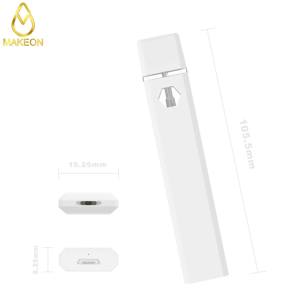 Makeon D10 1ml Empty Custom Vape Flat Disposable Vape Pen Ceramic Coil Pod Thick Oil Delta Vape OEM Packaging Box