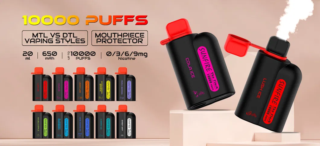 Sunfire Max 10000 Puff 12000 Disposable Vape 10K E Cigarettes 10flavors Mesh Coil 20ml Pod Battery Rechargeable Electronic CIGS 0% 2% 3% 5% Big Puff Vape