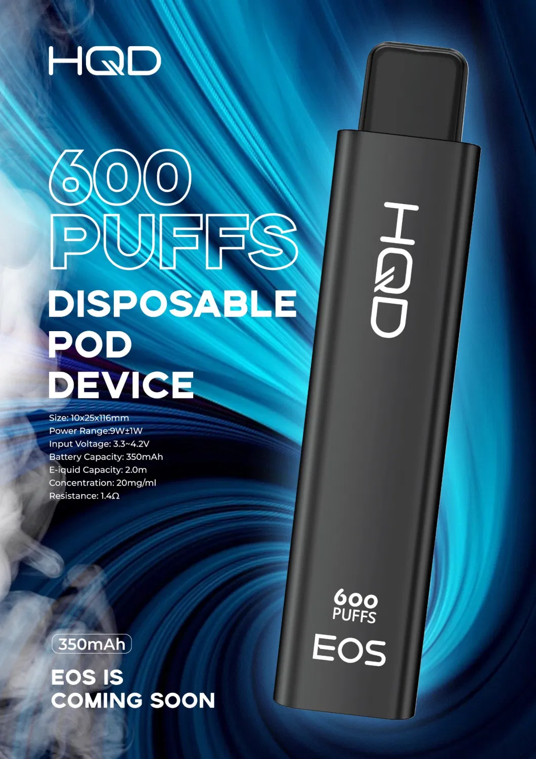 2023 Hqd EOS 600puffs 350mAh 2ml Disposable Electronic Cigarettes Best-Selling Vape