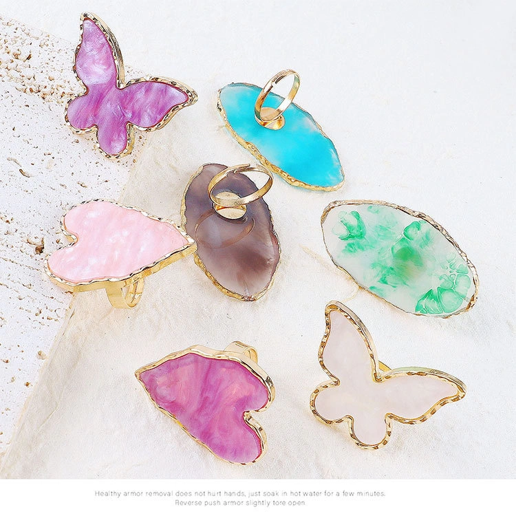 Net Red Japanese Resin Agate Piece Ring Palette Manicure Light Glue Painted Smudge Display Gold-Plated Gold Display Board