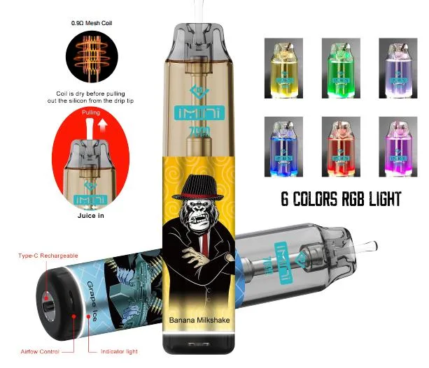 Wholesale Imini Oil Core Separation Disposable E- Cigarettes Six Colors Flash No Leakage Vape Pen