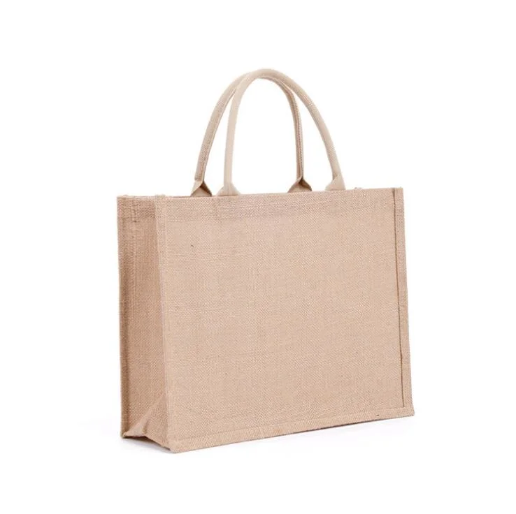 Custom Logo China Wholesale Eco Large Burlap Hemp Gift Shopping Beach Tote Jute Bag