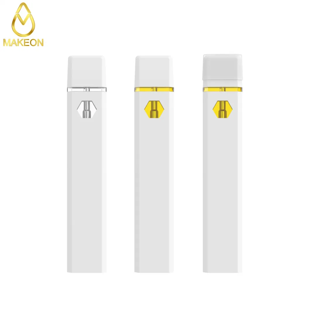 Makeon D10 1ml Empty Custom Vape Flat Disposable Vape Pen Ceramic Coil Pod Thick Oil Delta Vape OEM Packaging Box