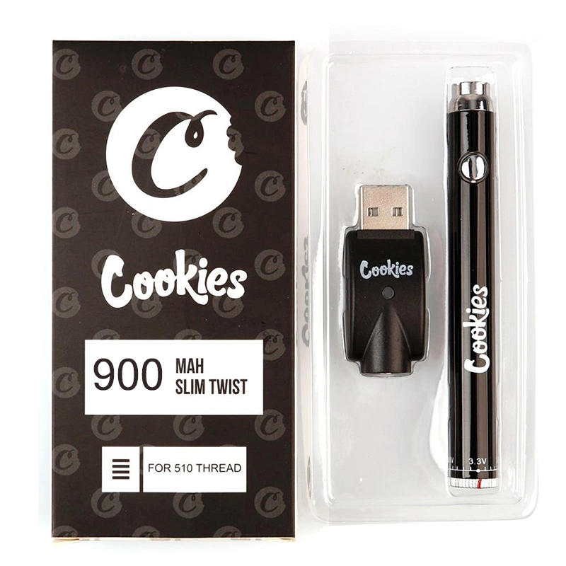 Cookies Battery Vape Pen USB Charger Blister Kits 350 900mAh Bottom Spinner 3.3-4.8V Preheat VV Cartridge Batteries for EGO 510 Thread Tanks Atomizer