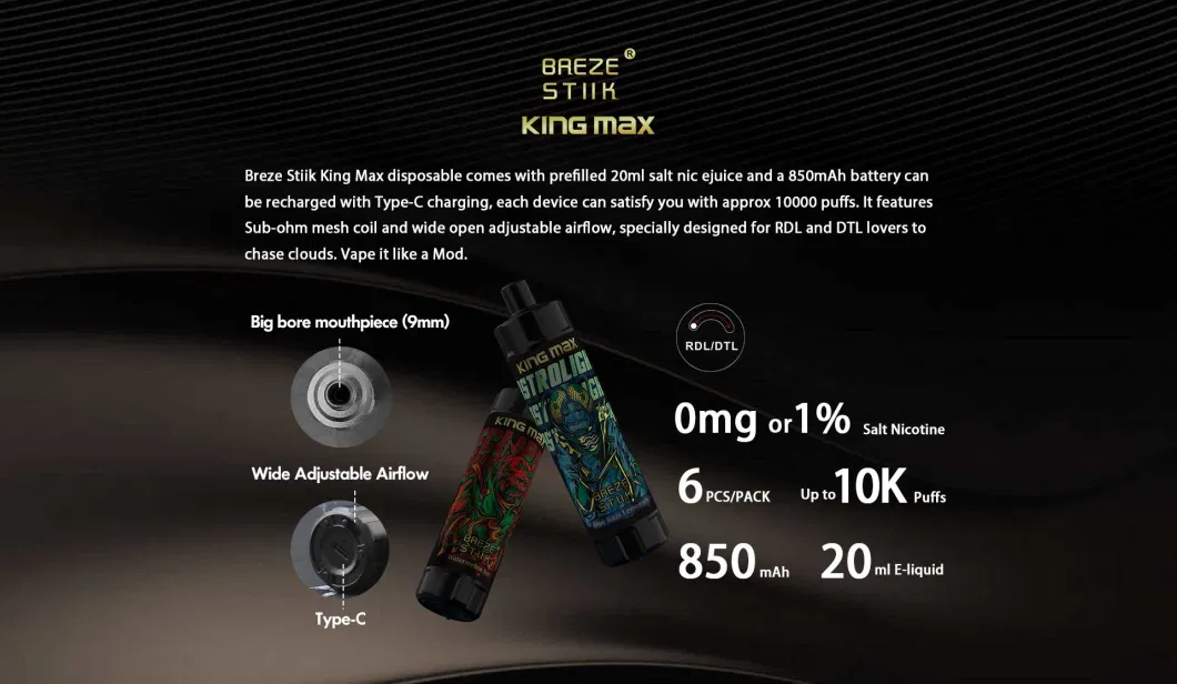 Wholesale Disposable Vape Breze Stiik King Max 10000 Puffs Hotbox Vape