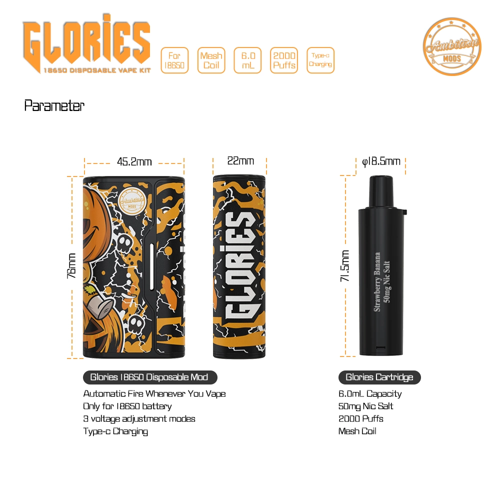 The Newest 18650 Disposable Vape Kit --Glories Kit by Ambition Mods