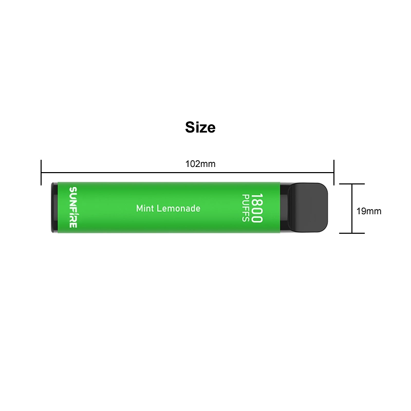 Factory Wholesale Sunfire Brand 1800 Puffs 550mAh Rechargeable Disposable One Time Vape