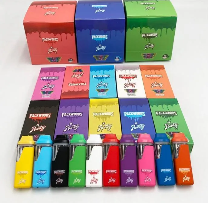 10 Flavors Packwoods X Runtz Runty Disposable Vape Pens Rechargeable 380mAh Battery 1ml 1000mg Empty Pods Thick Oil Cartridges Carts with Retail Box