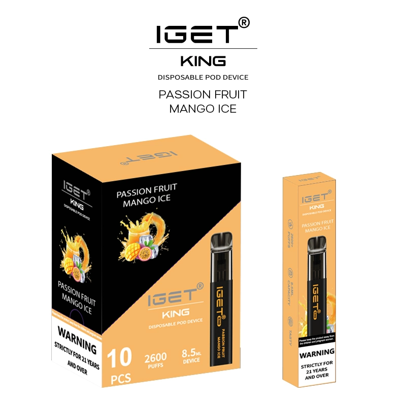 Original Iget King Disposable Vape Pod Device Kit 8.5ml 2600 Puffs 1400mAh Vs Iget XXL Shion