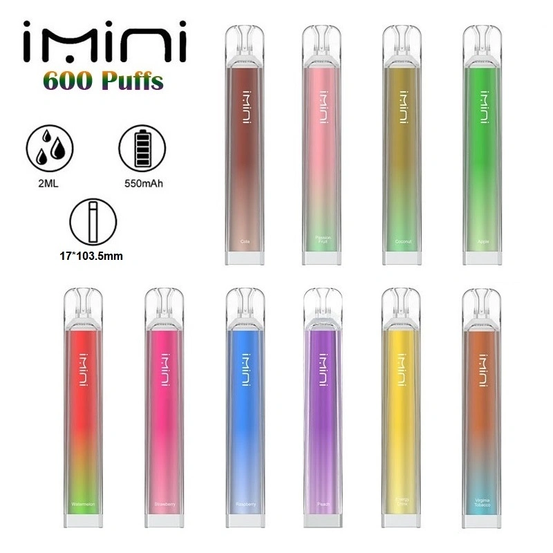 Wholesale Imini 600 Puffs 2ml Crystal Disposable Vape Pen E Cigarette with Airflow Control Mesh Coil 550mAh Rechargeable Battery