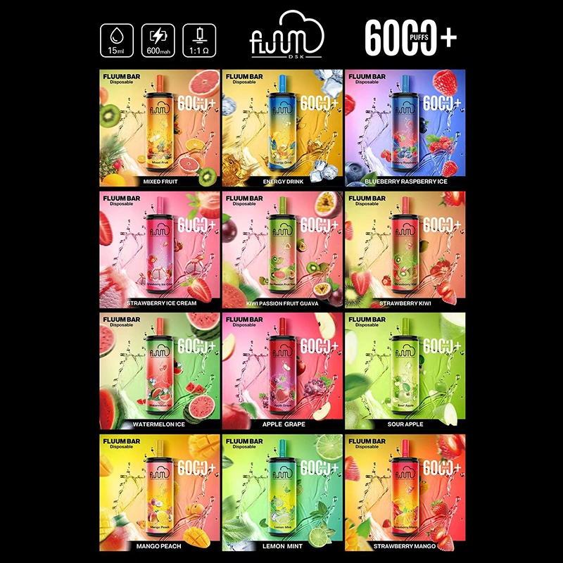 Original Fluum Bar 6000 Puff Disposable Electronic Cigarette Starter Kit Strength Vape E-Juice 15.0 Ml Battery 600mAh Disposalbe