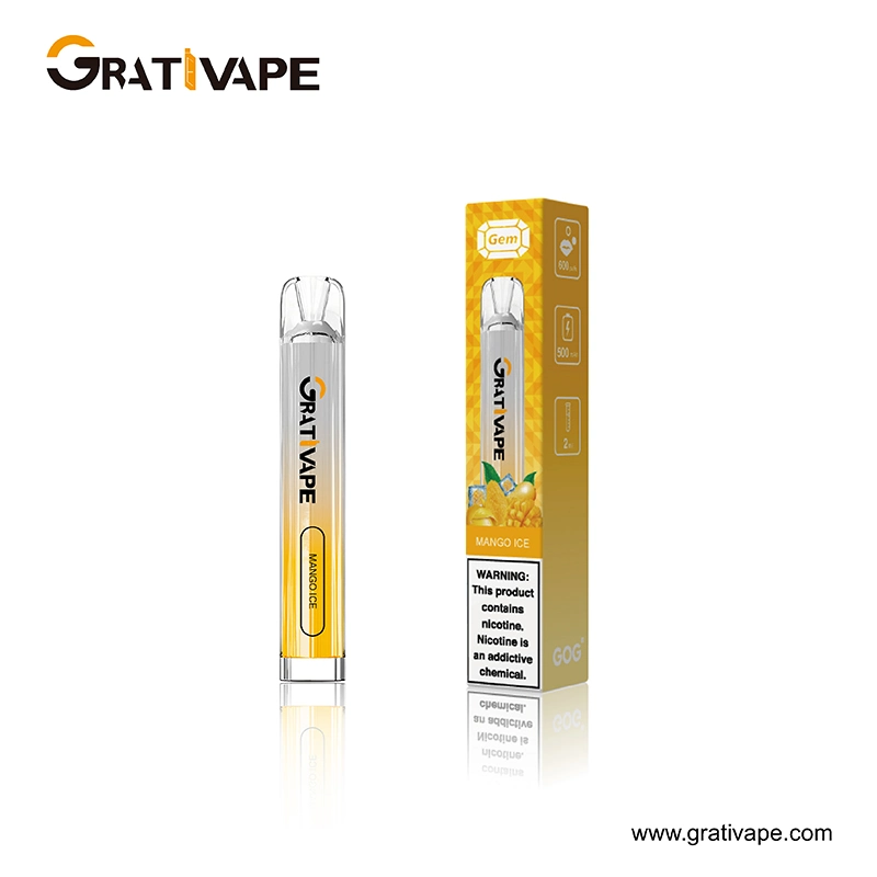 Disposable Vaporizer 10 Flavors Grativape Gem 600 Puffs 2% Nicotine Disposible Vape Pen Exclusive Official Suppiler Crystal Disposable Vape