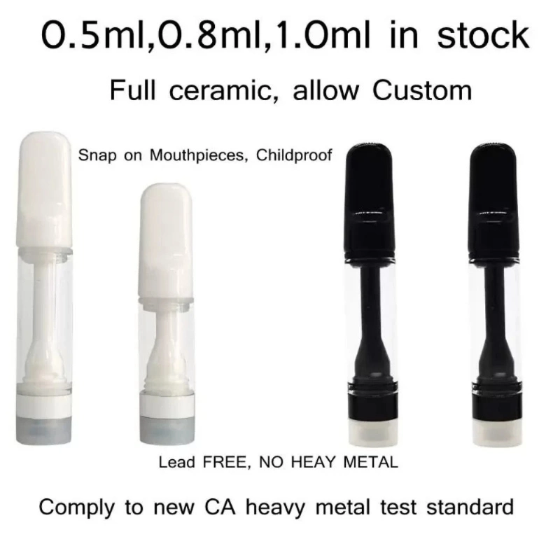 100% Competitive Price High Quality Heavy Metal Lead Free All Ceramic Vape Carts Hhc D8 D9 D10 Thick Oil Atomizer Empty Whole Full Ceramic Cartridge