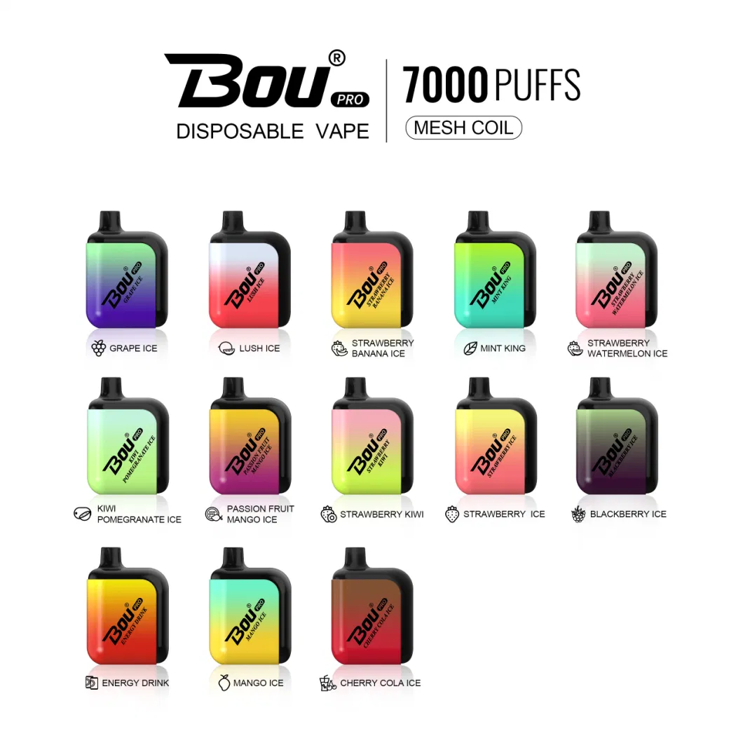 Free Samples Bou PRO Vape Wholesale 2% 5% Nicotine OEM 39 Flavors Disposable Vape E Cigarette 7000 Puffs