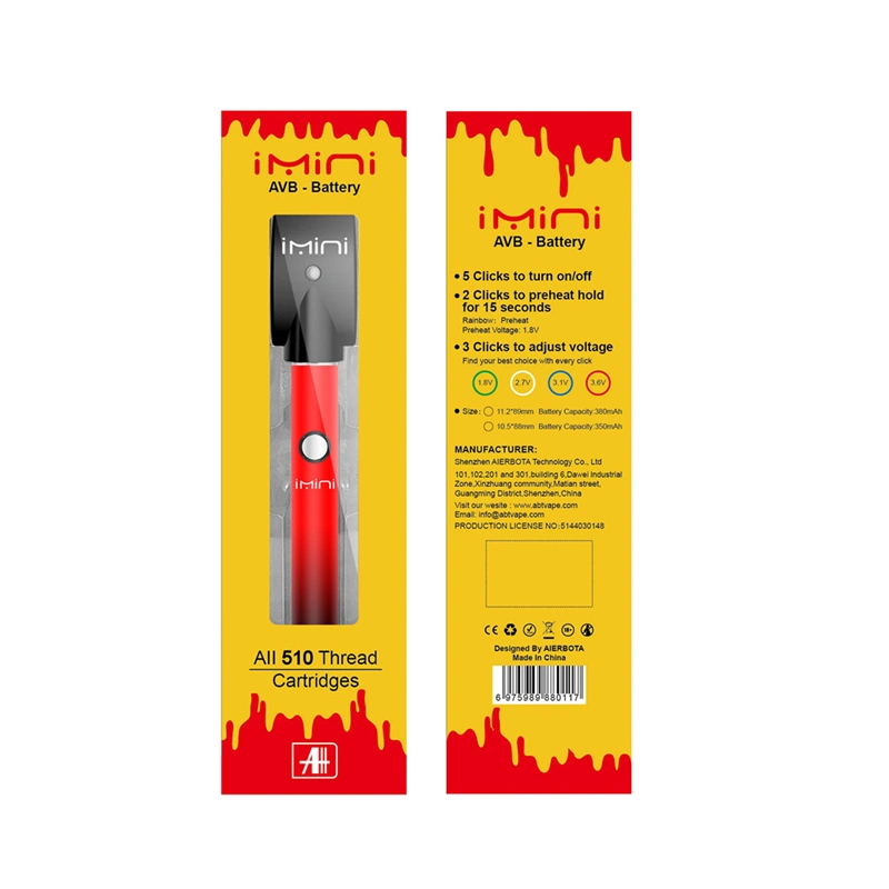 Japan/Europe/USA Hot Selling Heating Smart Vape Pen E-Cigarette 510 Thread 380mAh Battery