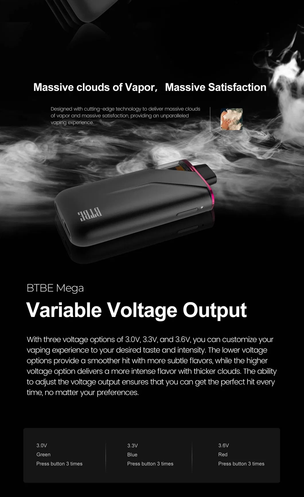 3ml Full Spectrum Thick Oil Vape Device with Preheat Vibration