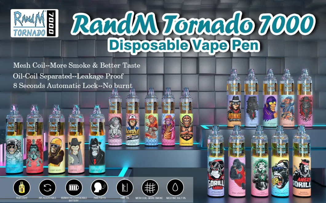 Good Taste Various Flavors Disposable Electronic Cigarette Randm Tornado 7000 Puffs Vape with CE Certificate