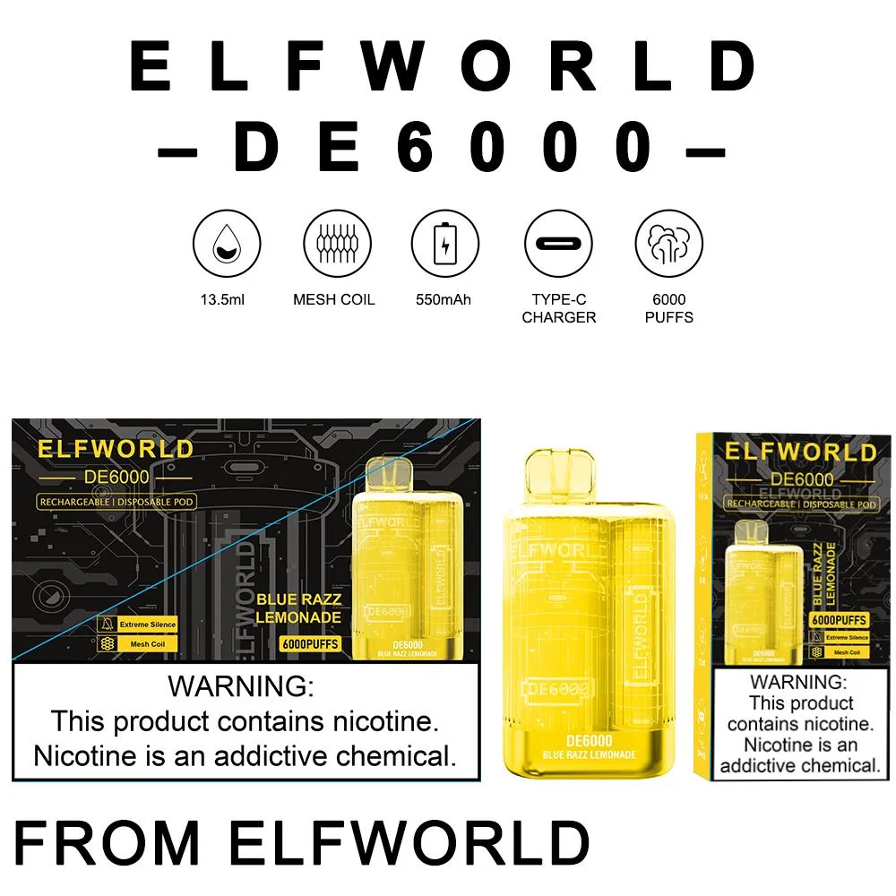 High Quality Electronic Cigarette Elfworld De6000 Crystal Puff Elfworld Lost Elf World Orion Puff Vape Bar Clear 7500 Disposable Vape RM 7500 Puffs