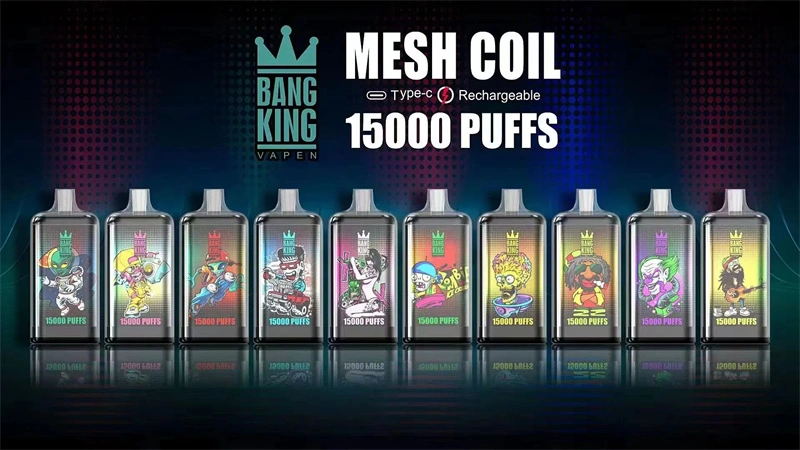 Bang King 15000puffs Rechargeable E Cigarette King 15000 Puff Bar 0%2%5% Disposable Vape Pen Mesh Coil Tornado 9000 Original Wholesale I Vape