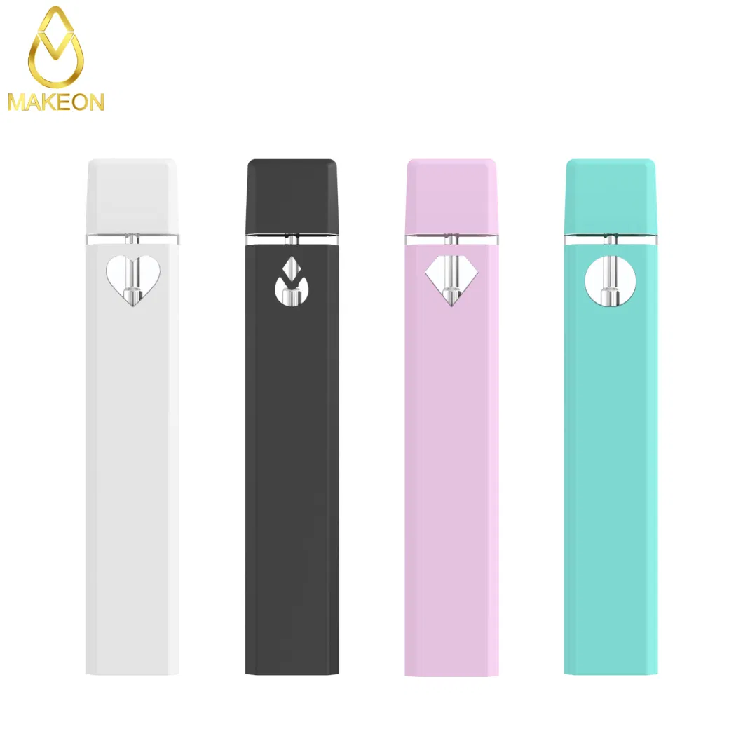 Makeon D10 1ml Empty Custom Vape Flat Disposable Vape Pen Ceramic Coil Pod Thick Oil Delta Vape OEM Packaging Box