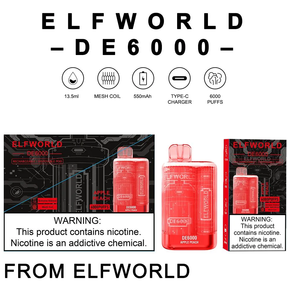 High Quality Electronic Cigarette Elfworld De6000 Crystal Puff Elfworld Lost Elf World Orion Puff Vape Bar Clear 7500 Disposable Vape RM 7500 Puffs