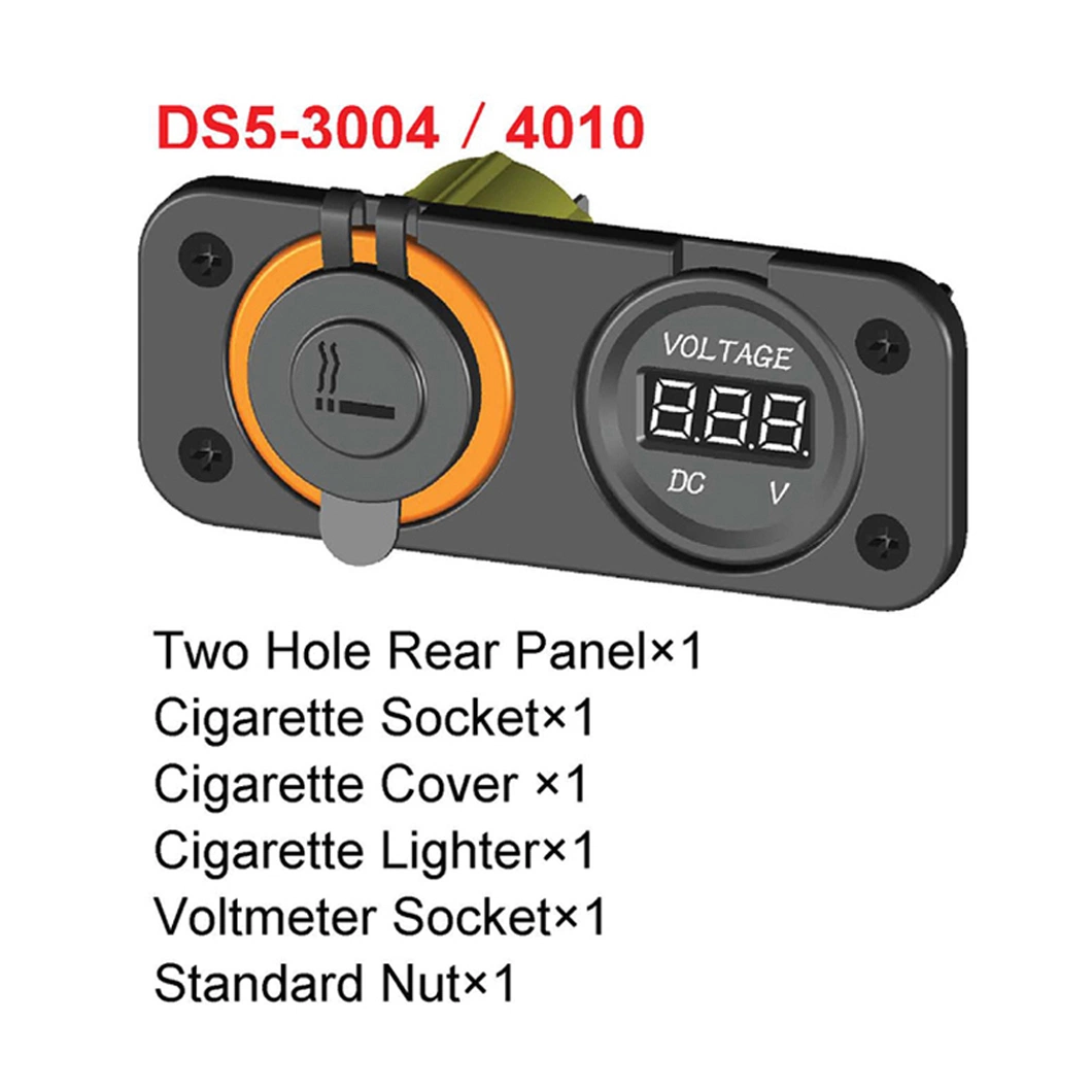 12V Mounting Panel Meter Socket &amp; Cigarette Lighter Socket