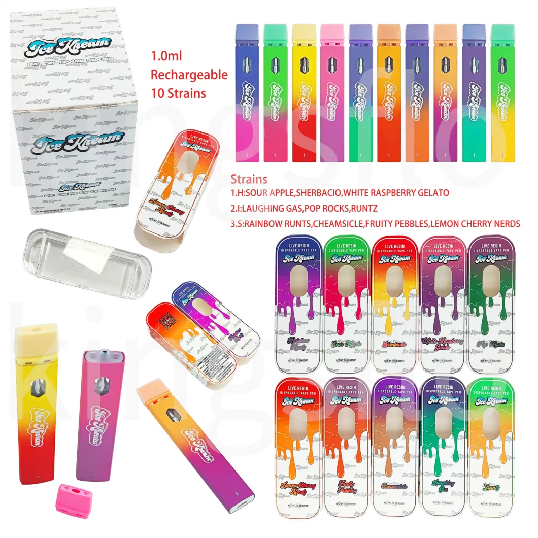 1ml Disposable Vape Pens 10 Flavors E Cigarettes Rechargeable Battery Ice Cream Empty Cartridges Vape with Packing