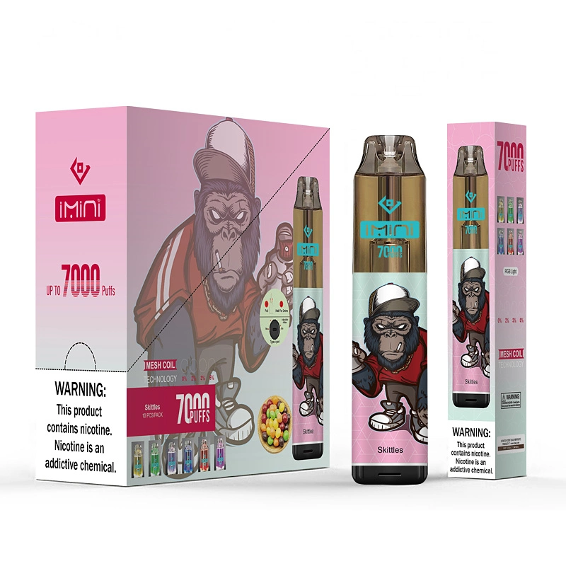 20 Regular Flavors 7000 Puffs Disposable Vape Pen 0mg 20mg 30mg 50mg Flashing RGB LED 850mAh Rechargeable Disposable Imini E-Cigarette