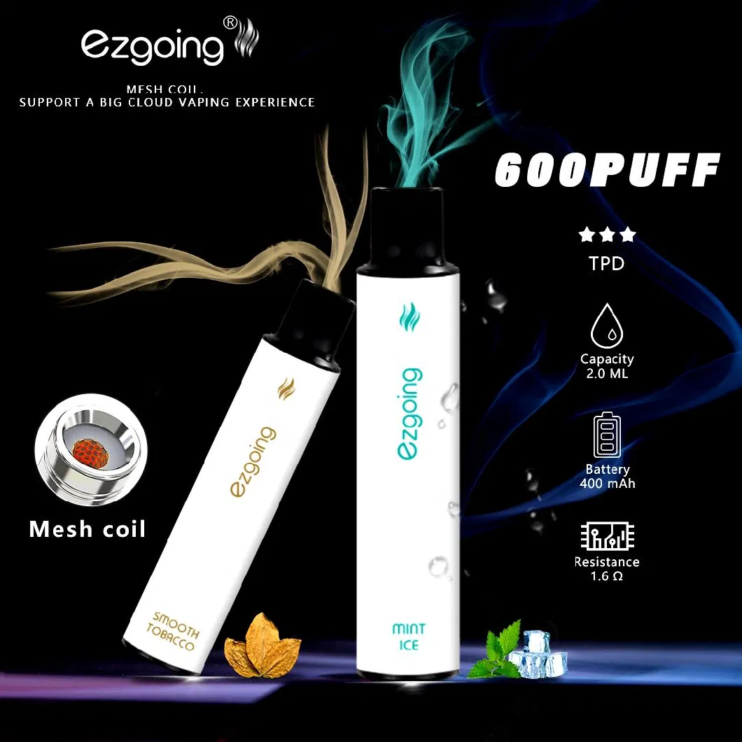 Shenzhen Factory Prices 600 Puffs Atomizer Nicotine Free Mini Disposable Electronic Cigarette Distributor Electric Vape Smoke English Russian Packag Vape