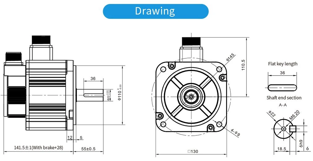 2kw Servo Motor Without Brake Speed Control Electric Delta Motor