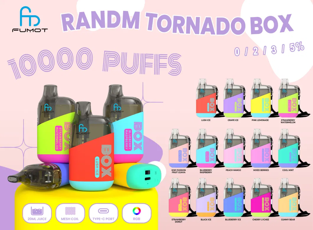 Randm Tornado Box 10000 Puffs Disposable E Cigarettes Vape Pen Mesh Coil Rechargeable Original