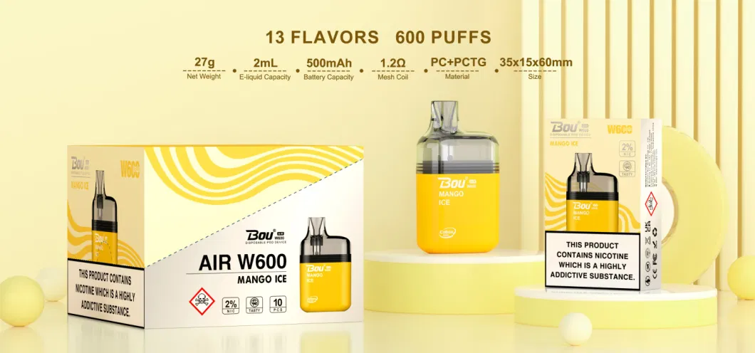 Mango Ice Disposable Vape 600 Puffs Bou Air