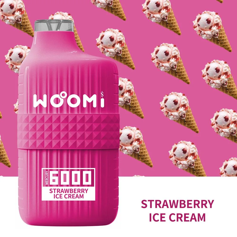 Popular Flavor Strawberry Ice Cream Woomi 6000 Puffs Bar Vape Shop 2% Nicotine Disposable Vape