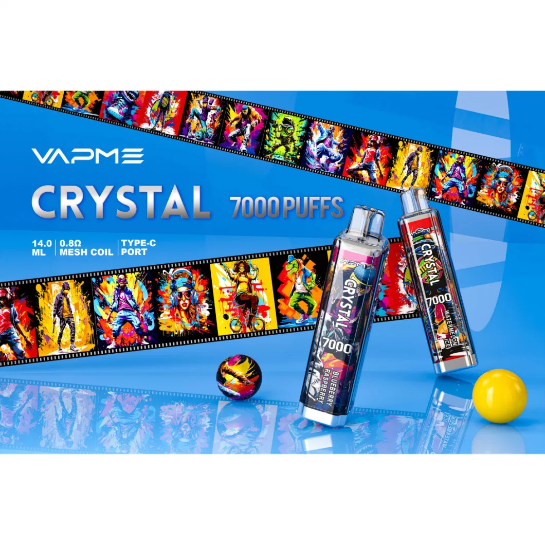 Vapme Crystal 7000 Puffs E-Cig Disposable Vape Pen 650mAh Rechargeable Battery 14ml Pre-Filled 18 Flavors Wholesale