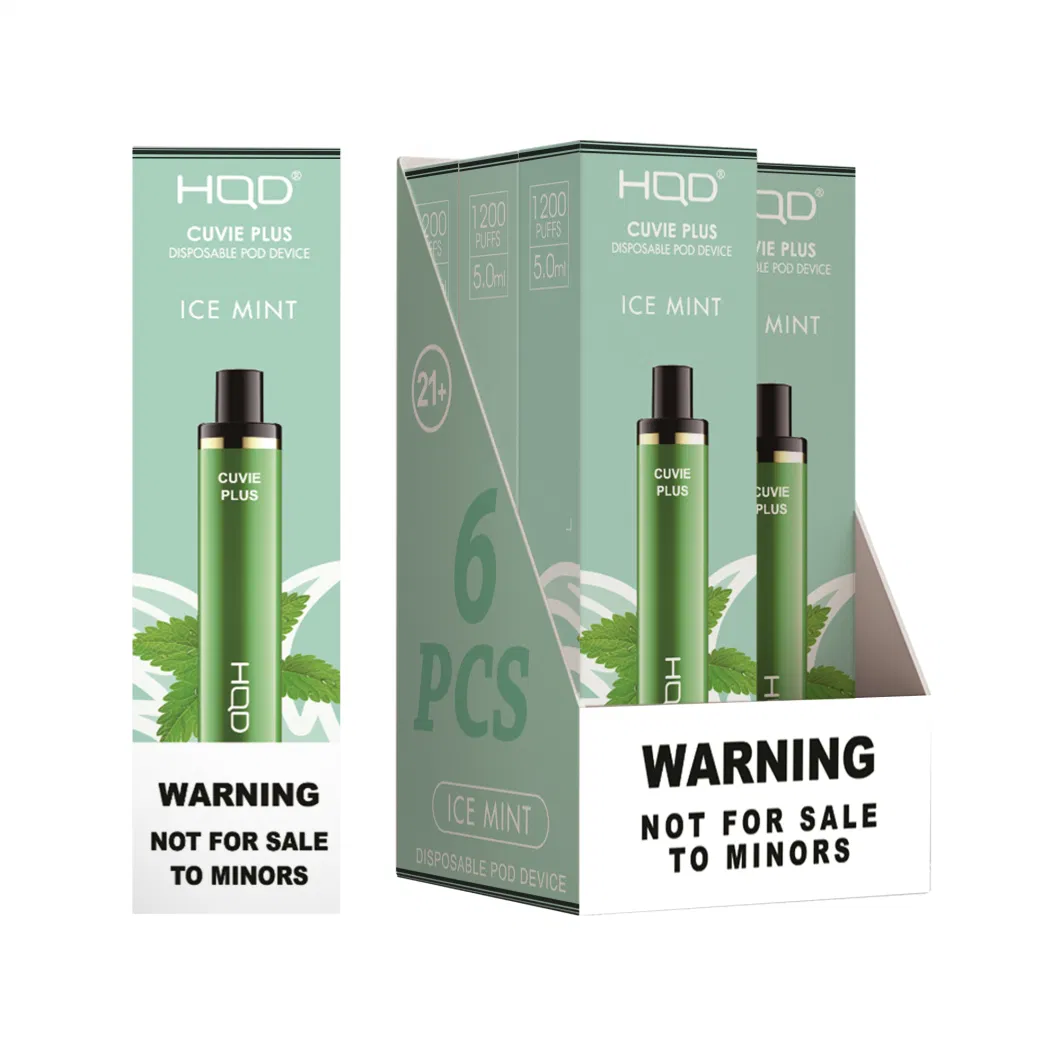 Hqd 1, 200 Puffs Disposable Vape Cuvie Plus with Tantalising Ice Mint Flavor