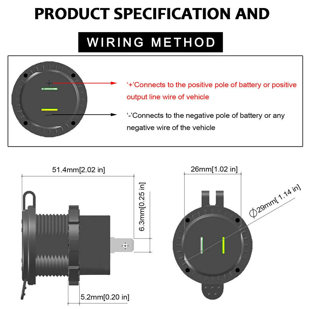 12V-24V Qucik USB Charge QC 3.0 Car Boat Cigarette Lighter Dual USB Socket for RV Camper Cavaran