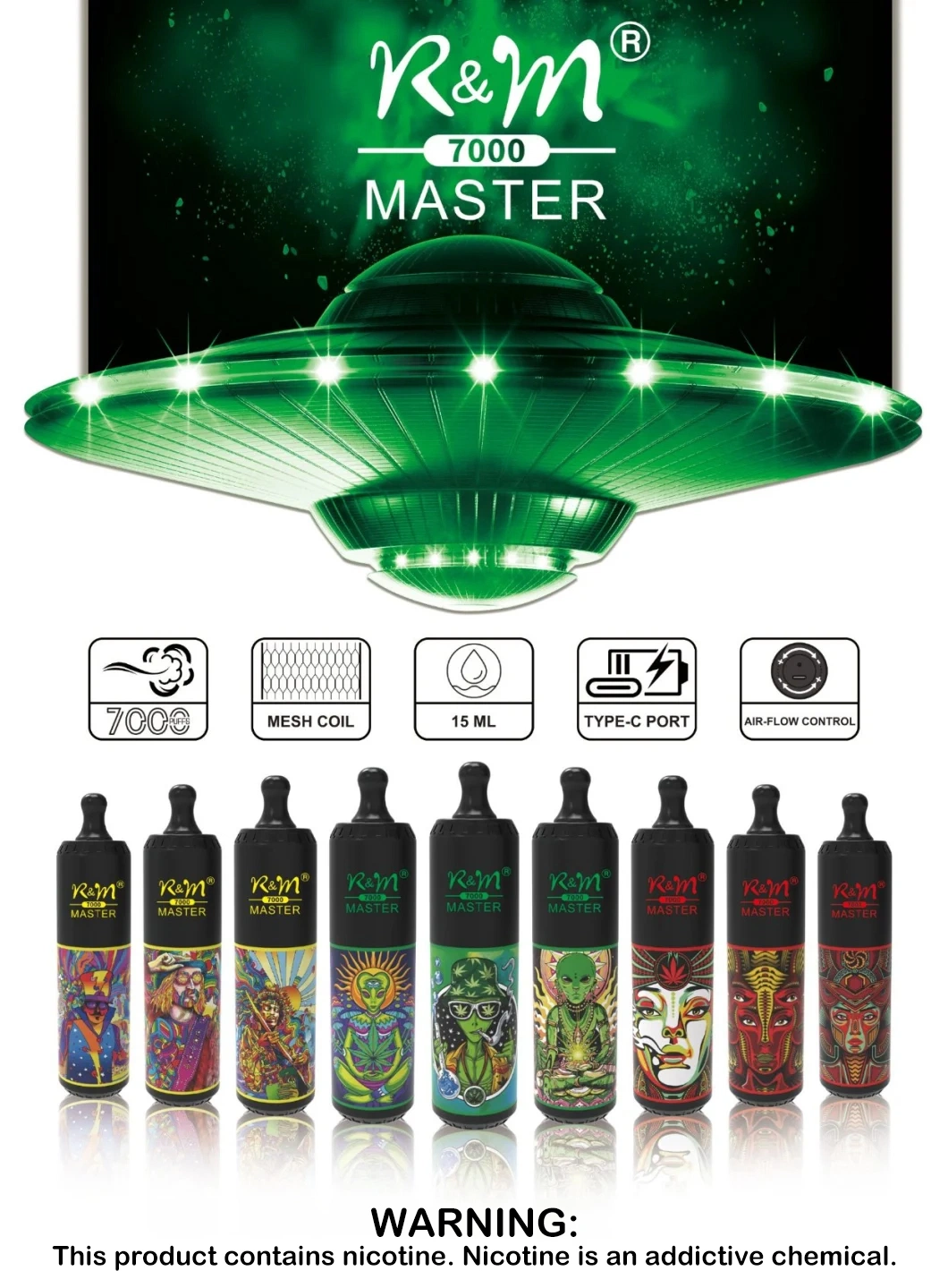 Zbood OEM ODM R&M Master 7000 Saudi Arabia 15flavors Taste Fume Xtra Punk Vaporizer Disposable Vape