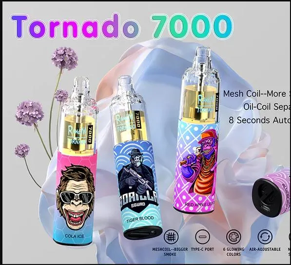 Original 14ml Juice Randm Tornado 7000 Disposible Vape RGB Available