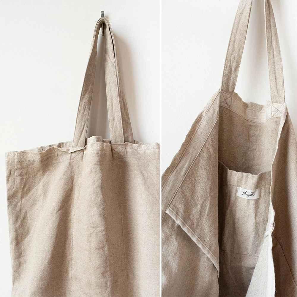 Sustainable Biodegradable Natural Fiber Fabric Cotton Recycled Linen Jute Hemp Tote Bag