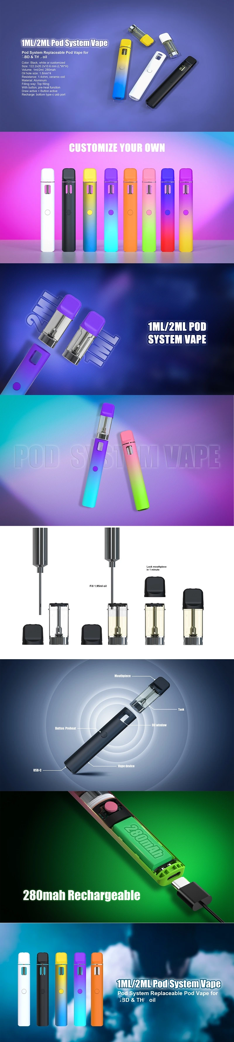 2024 Wholesale Vape Pen D8 D9 OEM ODM Factory Leakproof Torch Diamond Disposable Vape Pen Empty 2ml