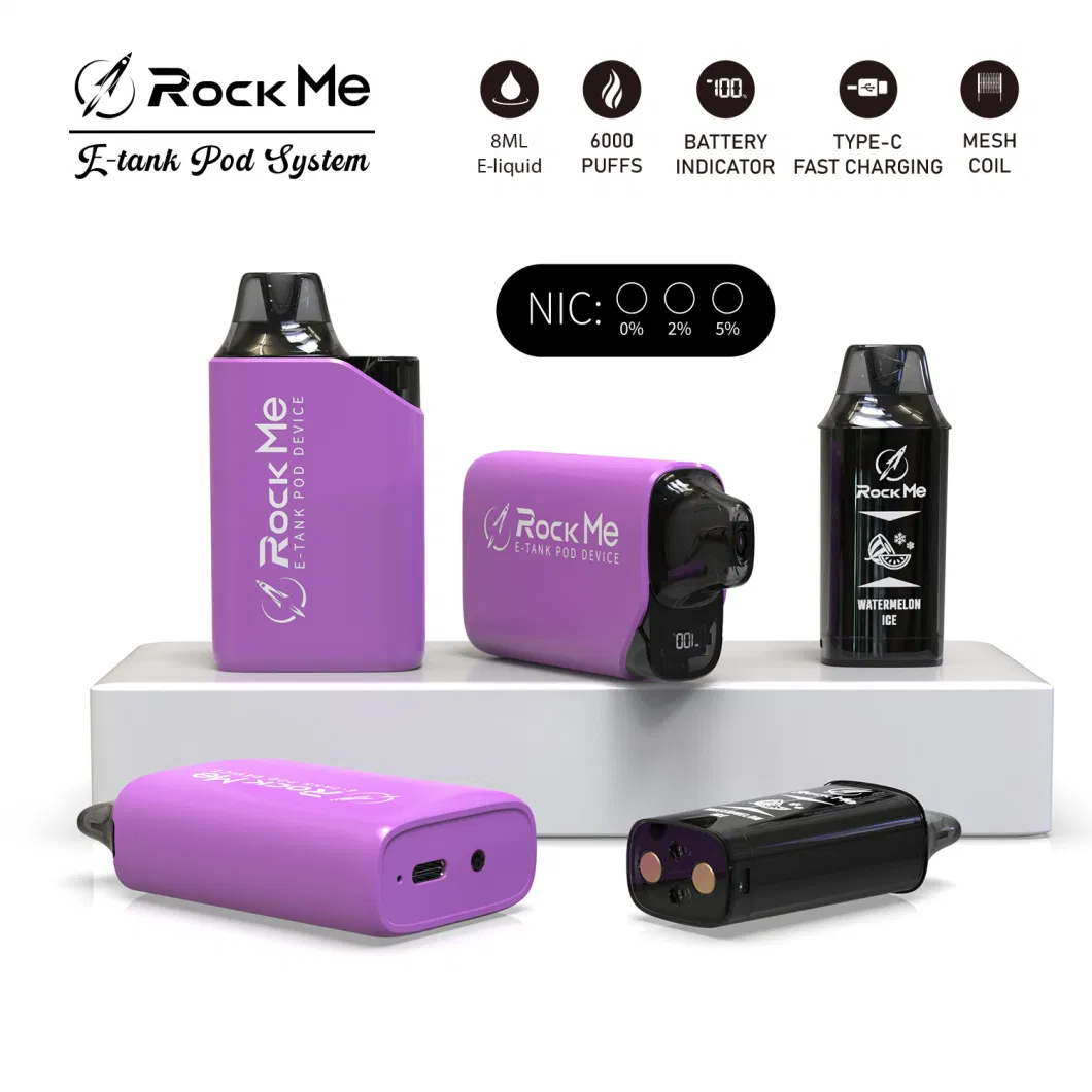 High Quality Atomizer Rock Me E-Tank Device Pod System 600mAh Battery Rechargeable Vaporizer