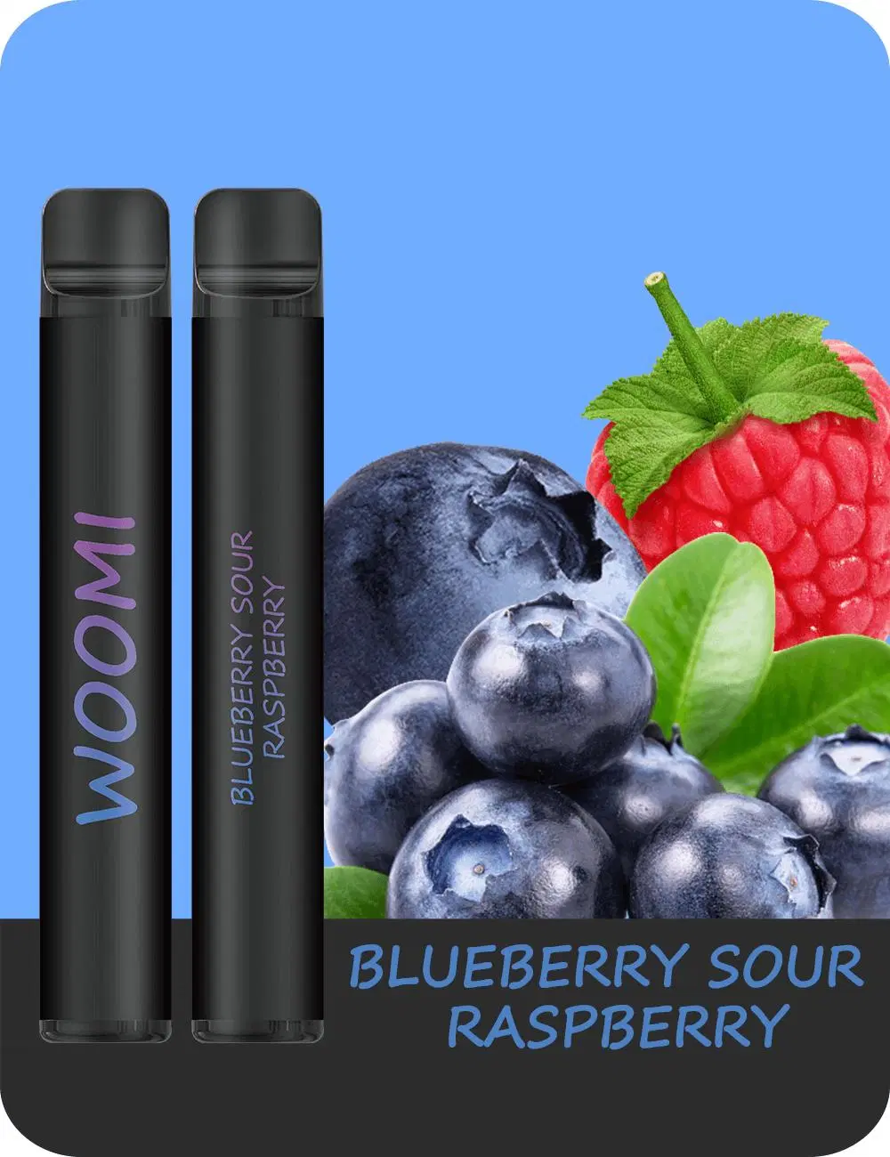 Blue Razz Lemonade Woomi All Black Mini Vape Rock 600 Puff Bar 2ml E Liquid E-Cigarette