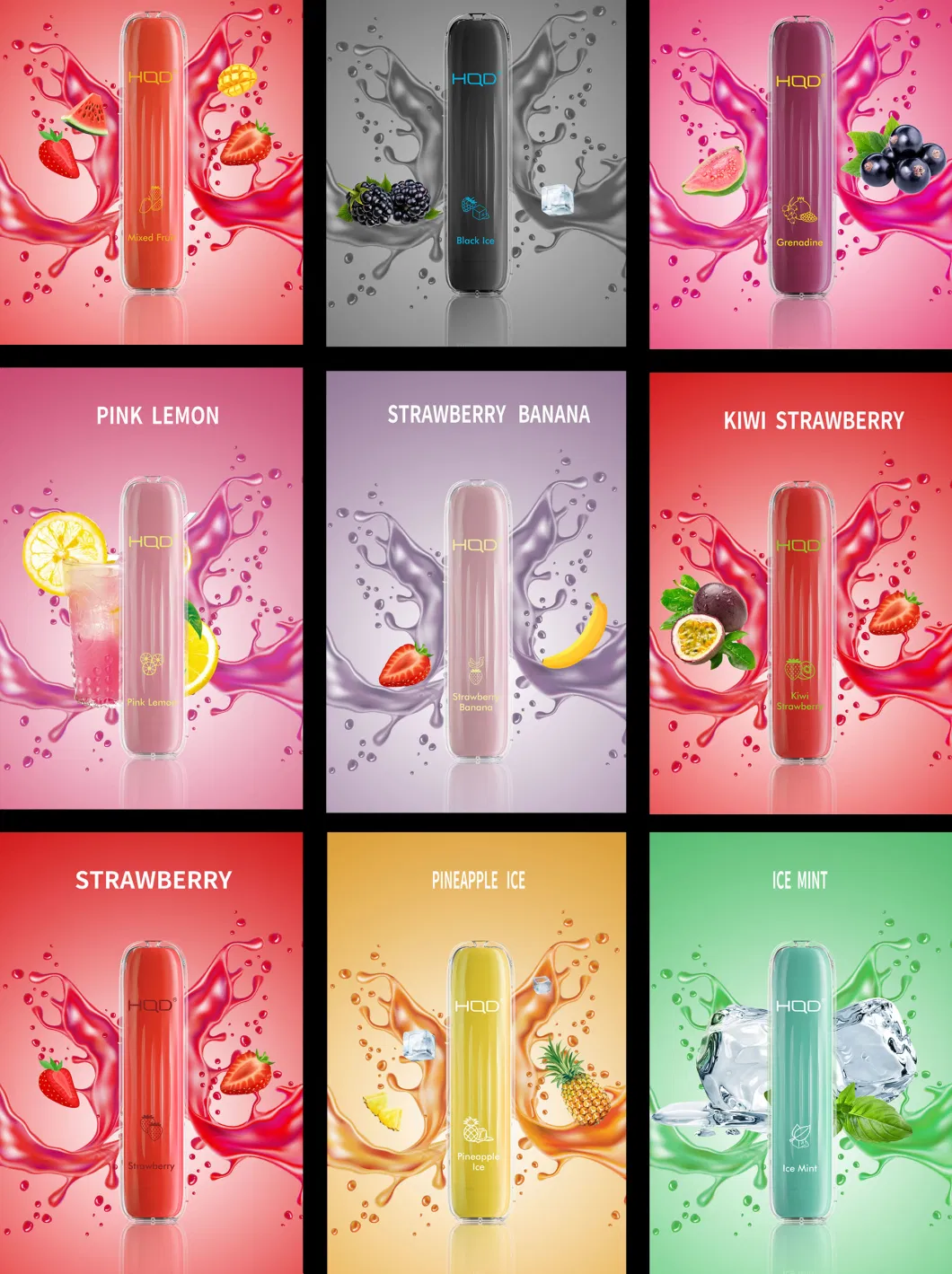 Exclusive Model Ultra Compact Crystal Hqd Wave Disposable Pod Vape Kit Real Tobacco Smoke Chocolate Raspberry Kiwi Lemonade Flavor Smooth Airflow 2.0ml E-Liquid