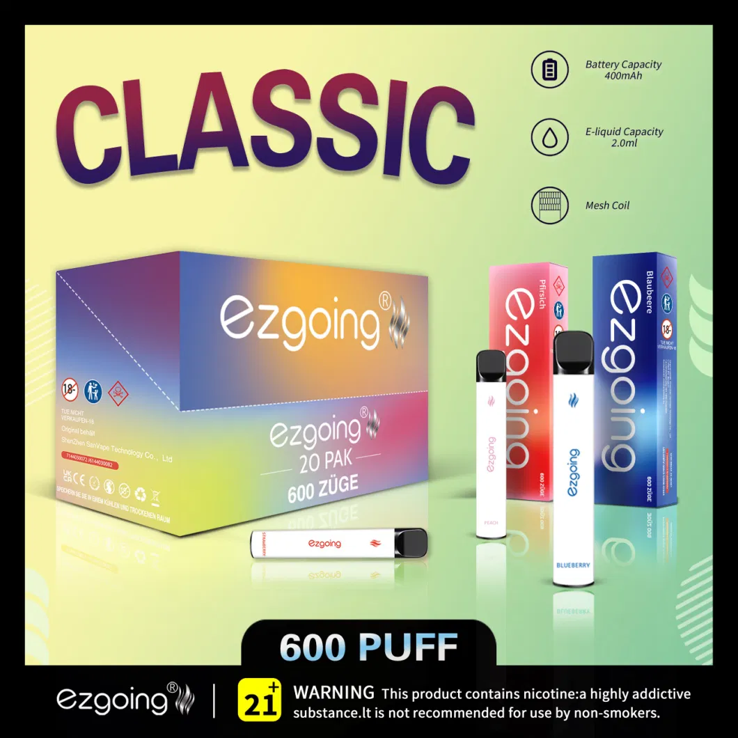 600puff Puffs Tpd-Registered E-Liquid 2ml Super E Hookah Charger