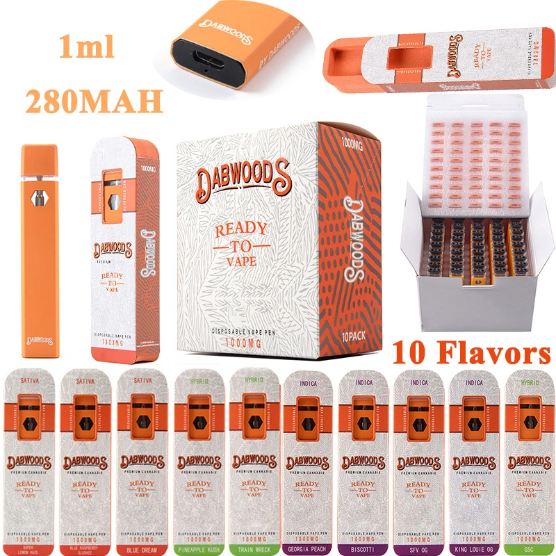 Dabwoods Dabwood Empty Disposable Vape Pens 1ml Rechargeable Device Thick Oil 280mAh Battery E Cigarette Kits Visual Tank Vaporizer Vapes Pen Disposables Carts