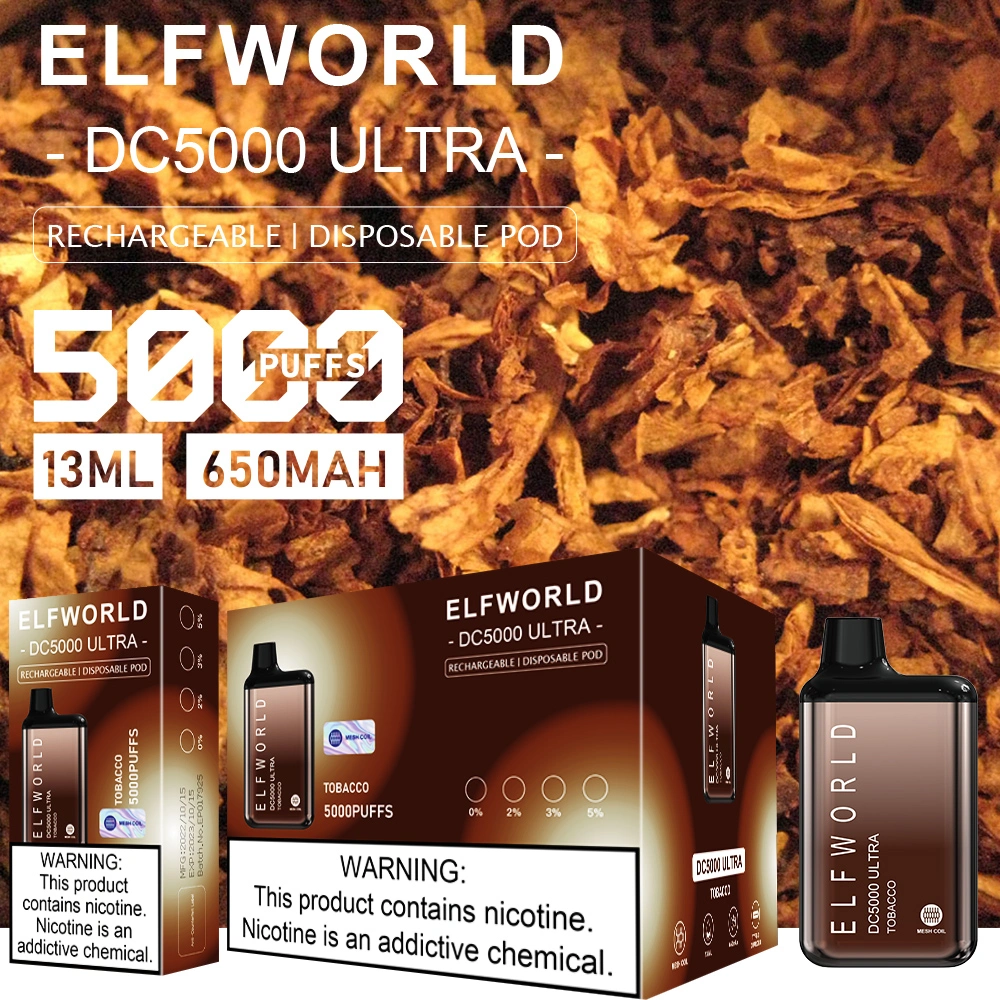 Elf World DC5000 Ultra Disposable Vape Pod Electric Cigarettes 800 Lux Fast Delivery Customized 6000 Puffs Fast Delivery Customized 6000 Puffs