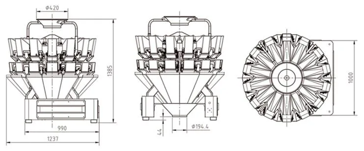 14 Head Multihead Combination Weight for Weighing Large of Nuts, Vegetables, Salad